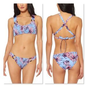 Jessica Simpson Palmy Days Smocked Bikini Set -NEW